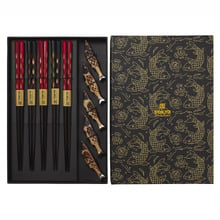 5 Pair Chopsticks with Sardine Rests Gift Set